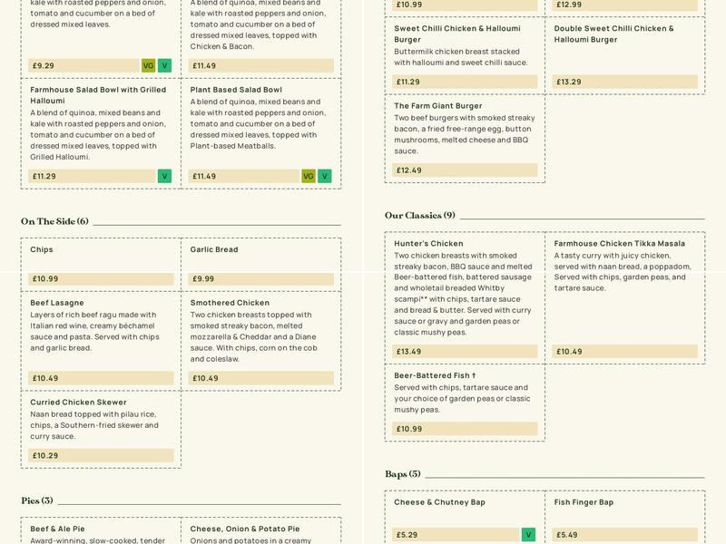 Pear Tree Farm - Dining & Carvery Menu