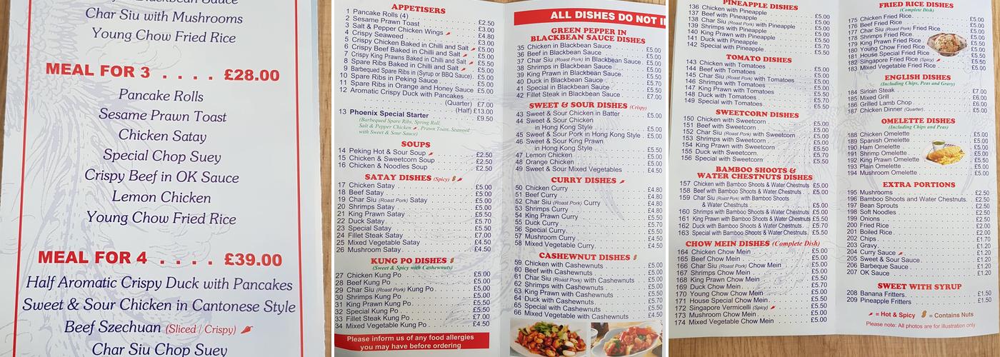 Phoenix Menu