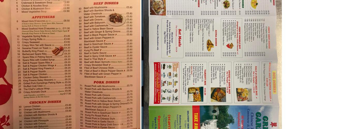 Green Garden Chinese takeaway Menu