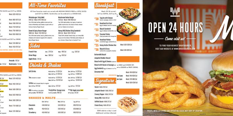 Whataburger Menu
