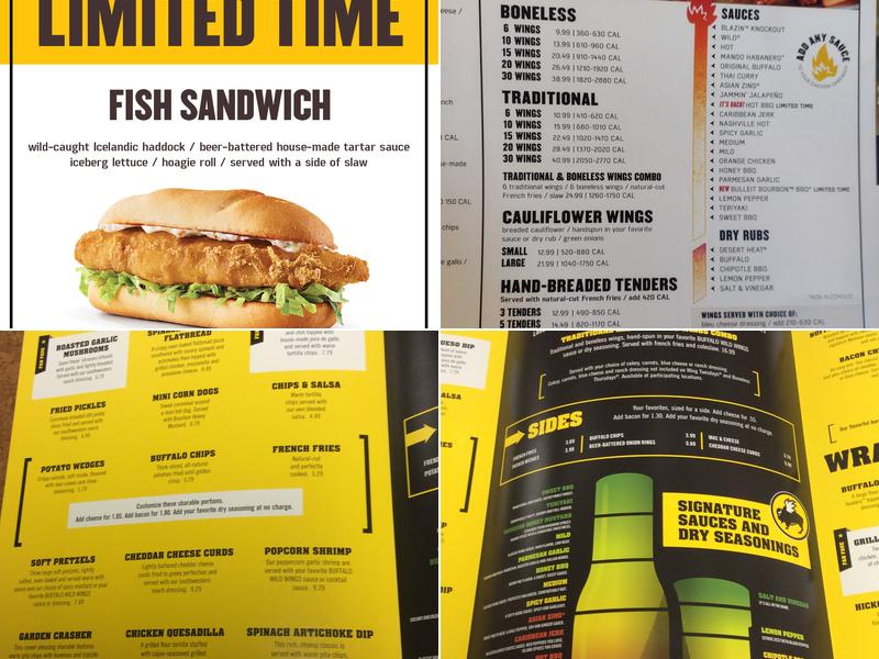Buffalo Wild Wings Menu