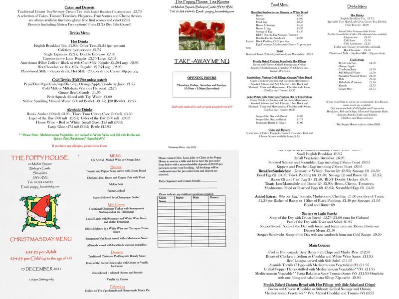 The Poppy House Menu