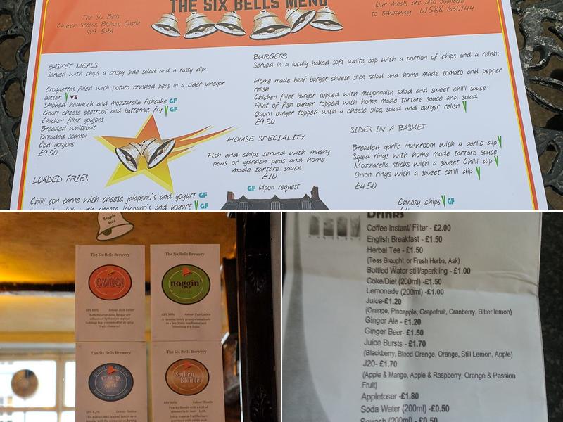 Six Bells Menu