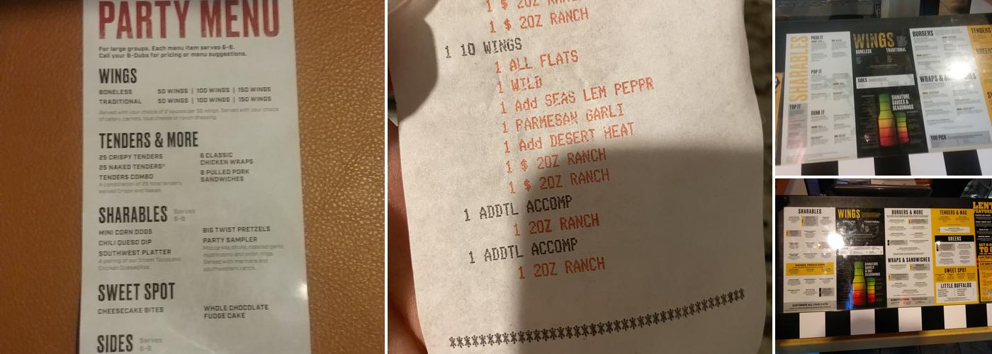 Buffalo Wild Wings Menu