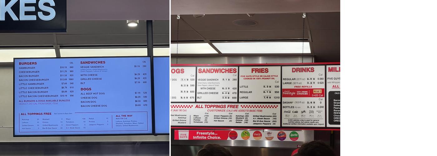 Five Guys Menu