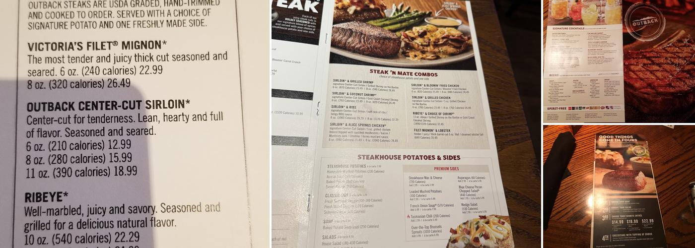 Outback Steakhouse Menu