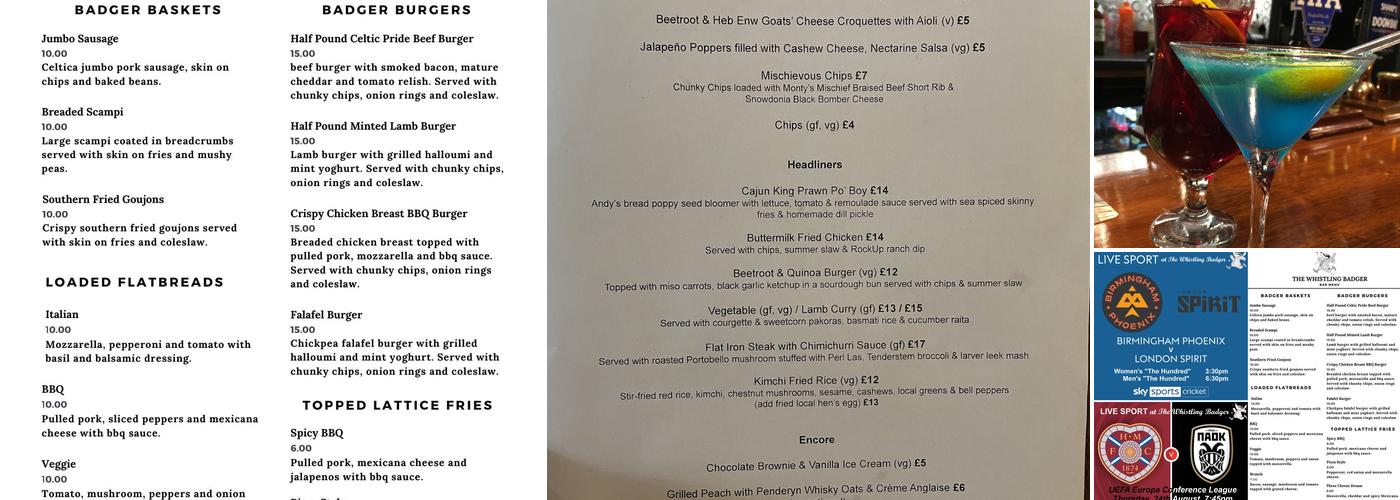 The Whistling Badger Menu