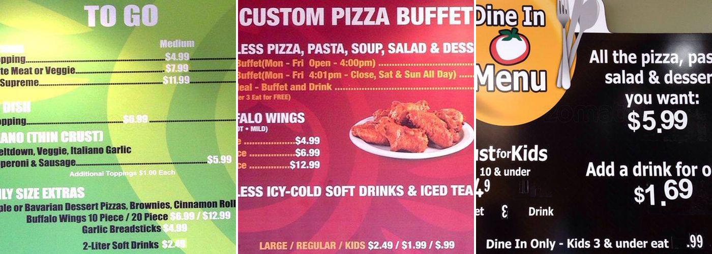 Cicis Pizza Menu