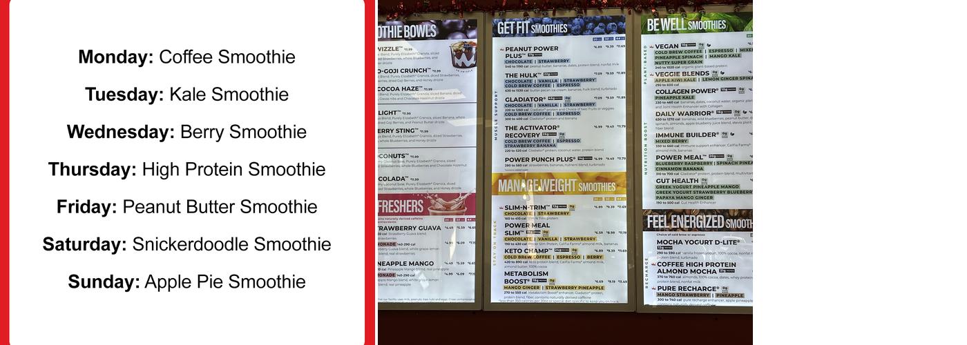 Smoothie King Menu