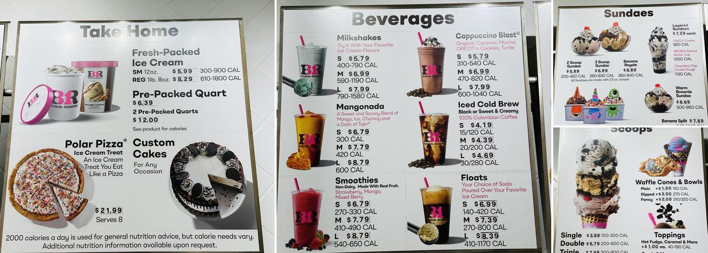 Baskin-Robbins Menu