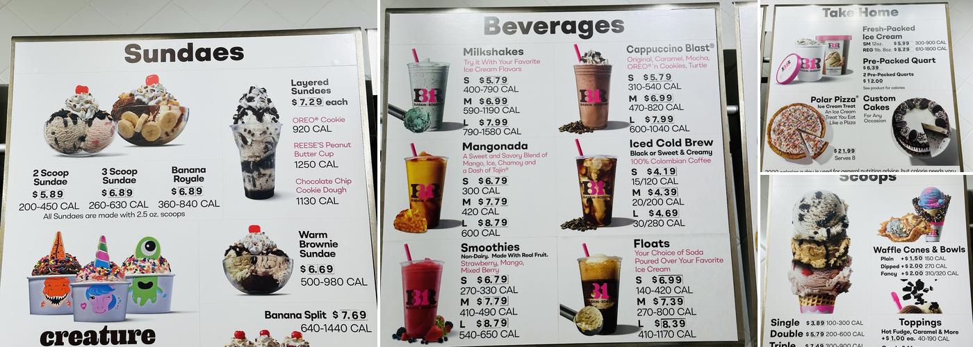 Baskin-Robbins Menu