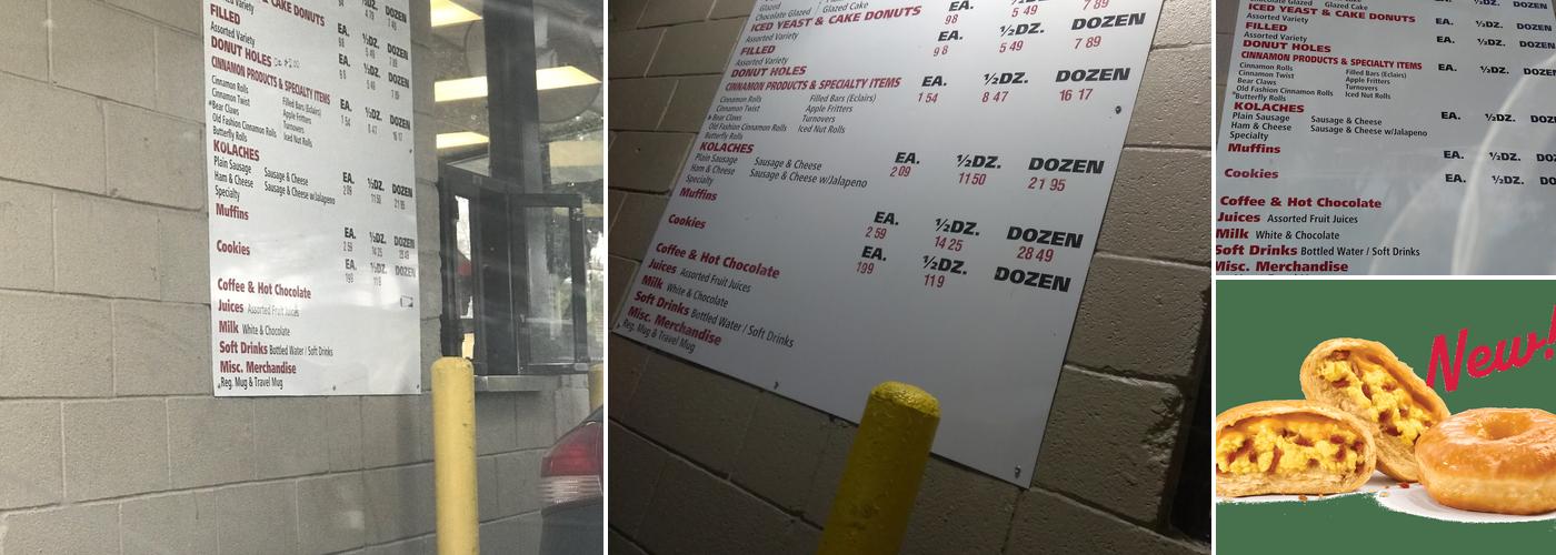 Shipley Do-Nuts Menu