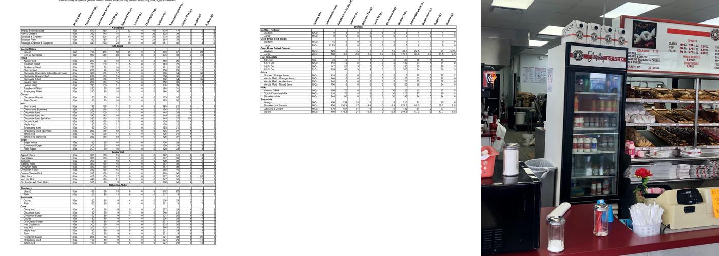 Shipley Do-Nuts Menu