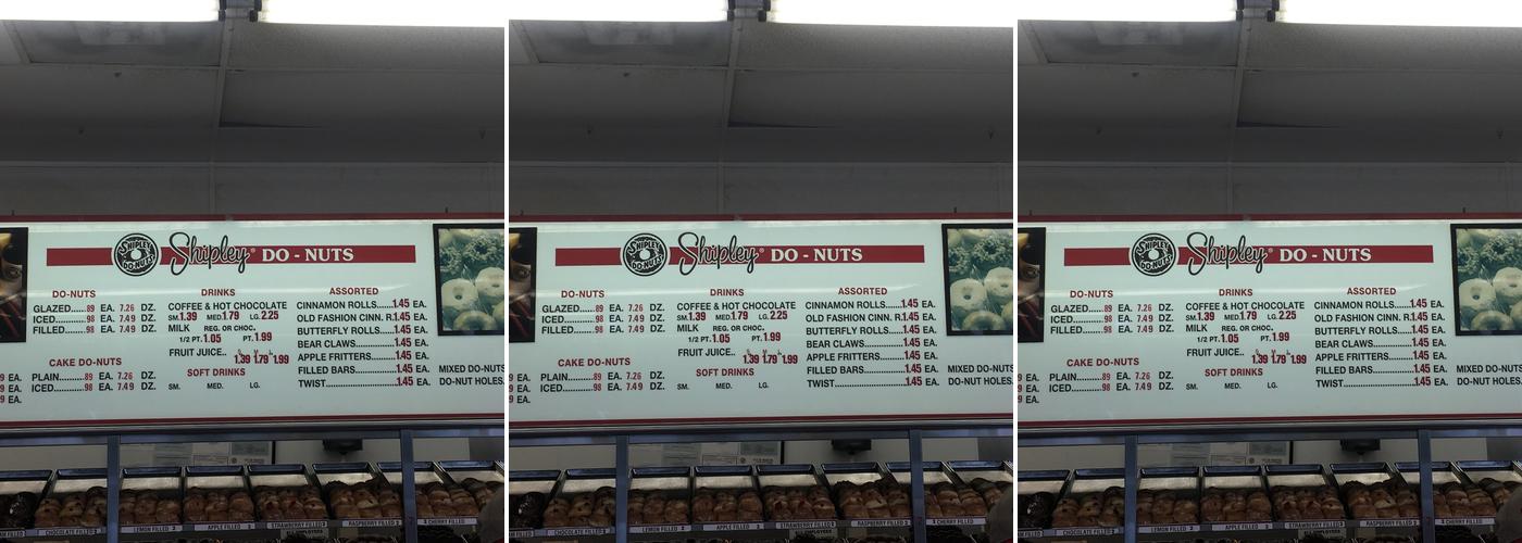 Shipley Do-Nuts Menu