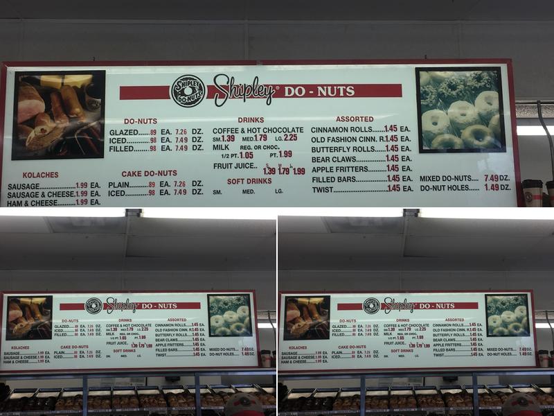 Shipley Do-Nuts Menu