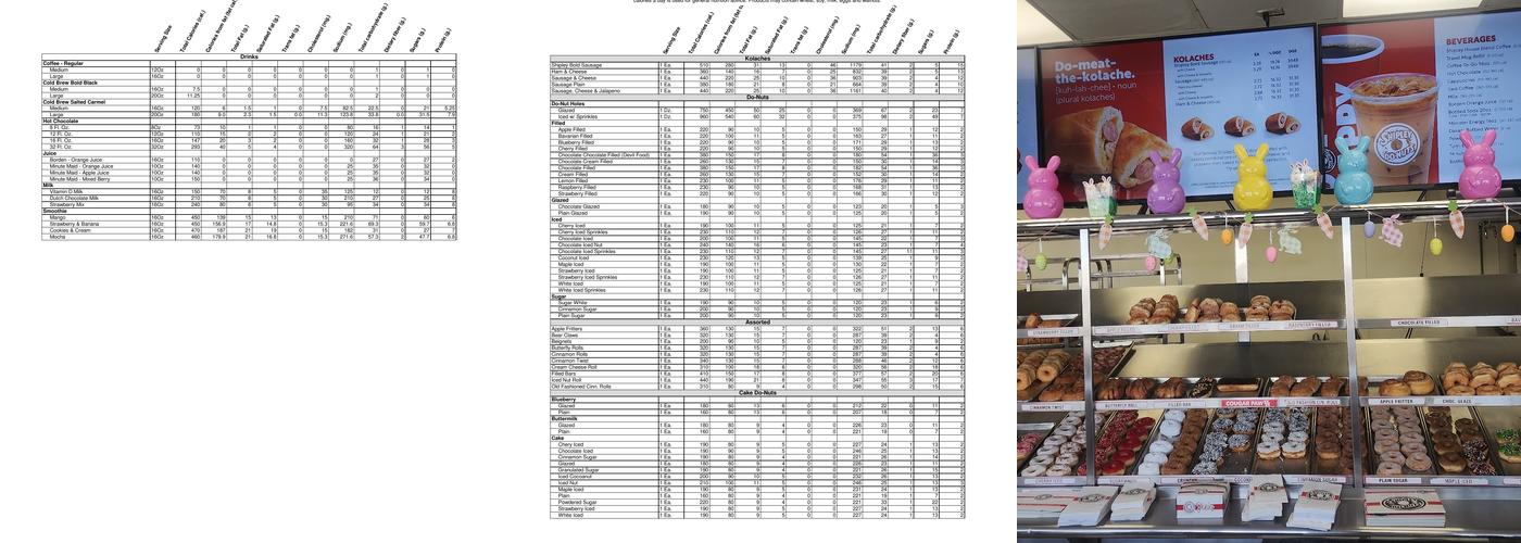 Shipley Do-Nuts Menu