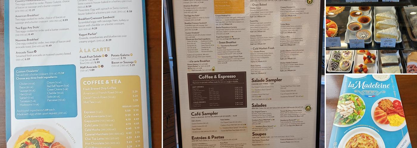 la Madeleine Menu