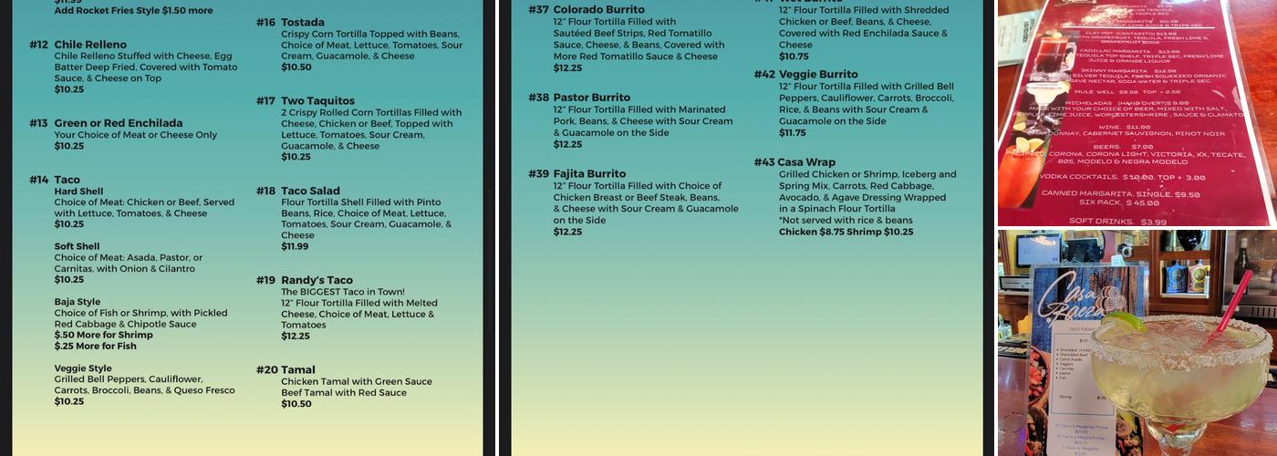Casa Baeza Mexican Restaurant Menu