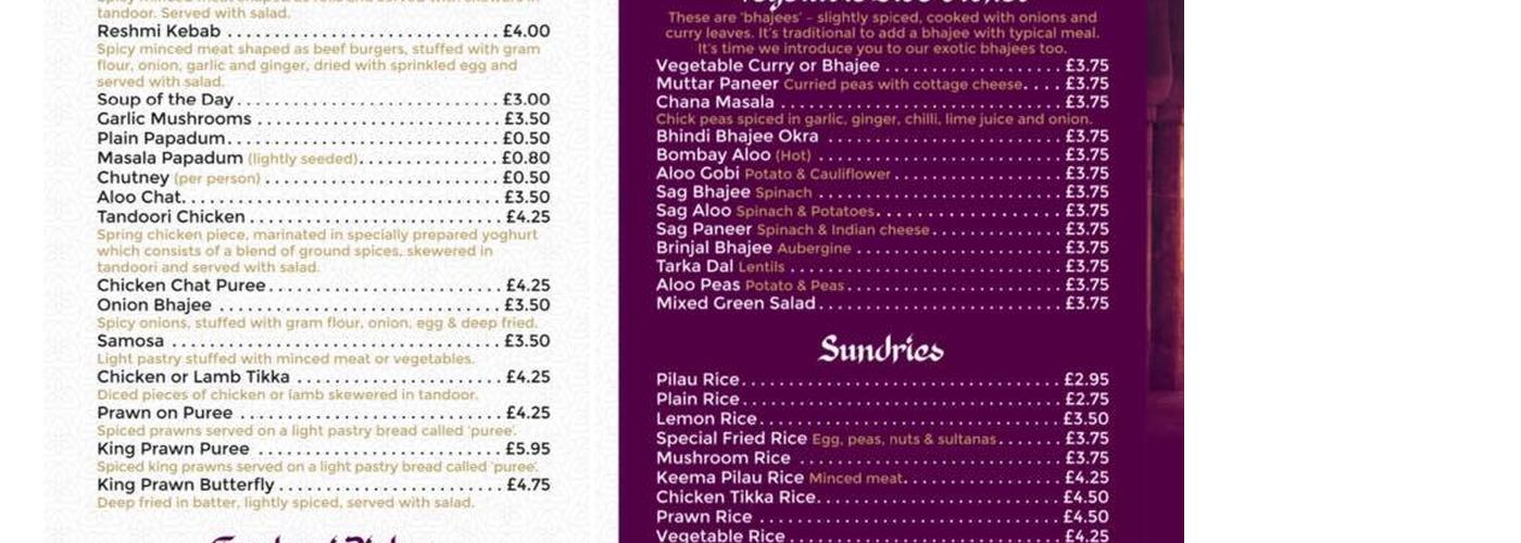 Northgate Indian Restaurant Menu