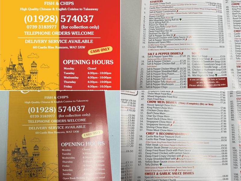 Castle Rise Fish & Chips Menu