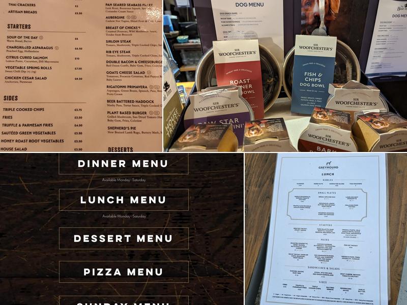 The Greyhound Hotel , Restaurant & Bar, Cromford, Matlock Menu