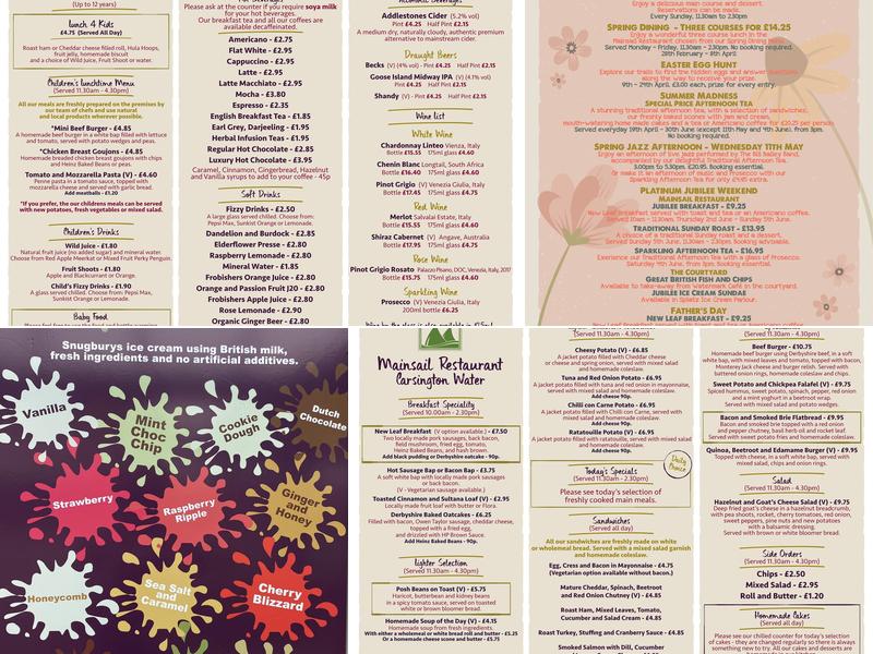 Carsington Water - Mainsail Restaurant Menu