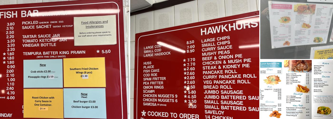 Hawkhurst Fish Bar Menu