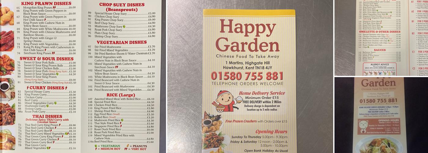 Happy Garden Chinese Takeaway Menu