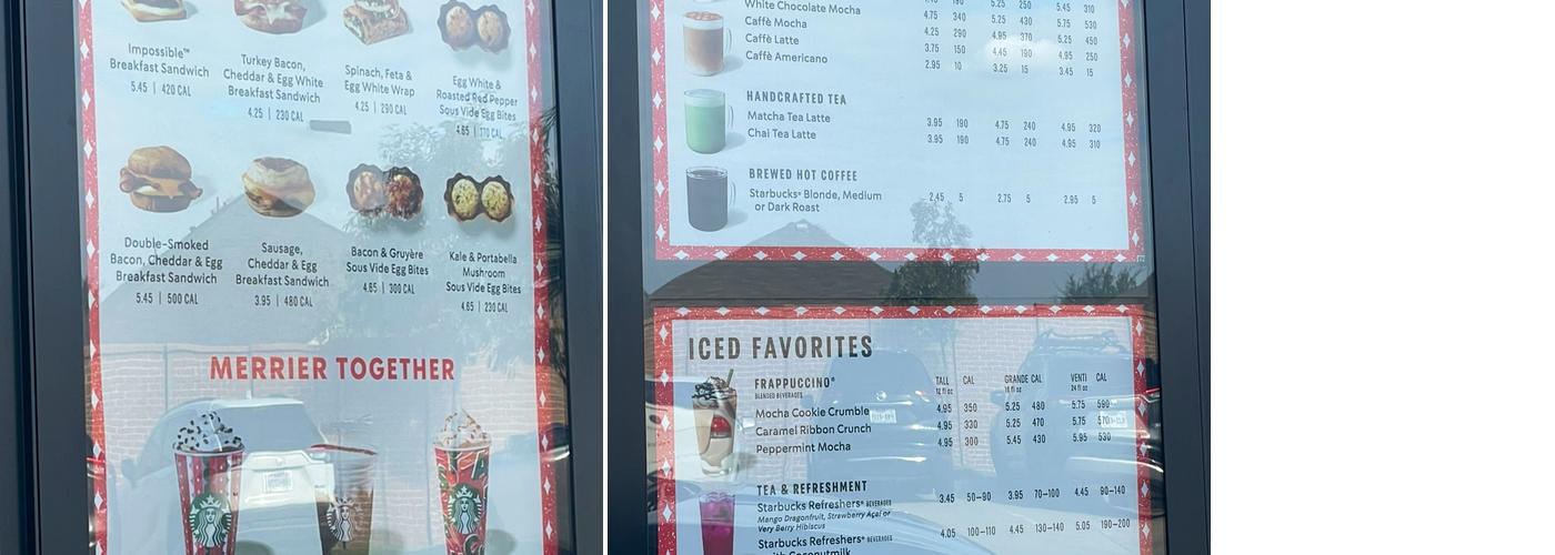 Starbucks Menu