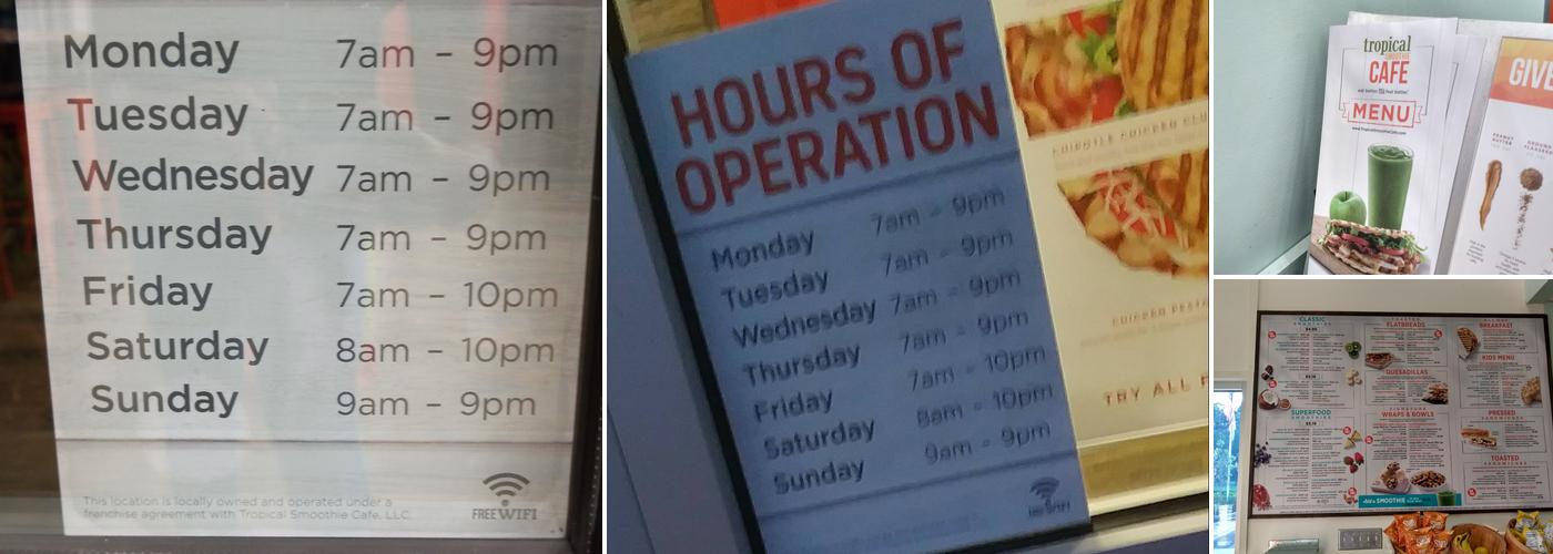 Tropical Smoothie Cafe Menu