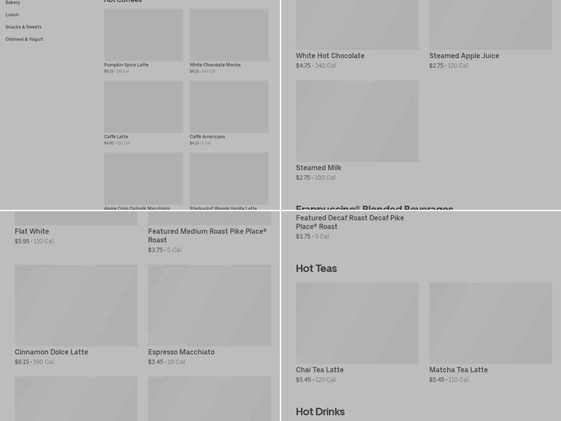 Starbucks Menu