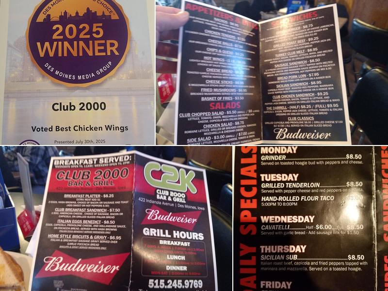 Club 2000 Menu