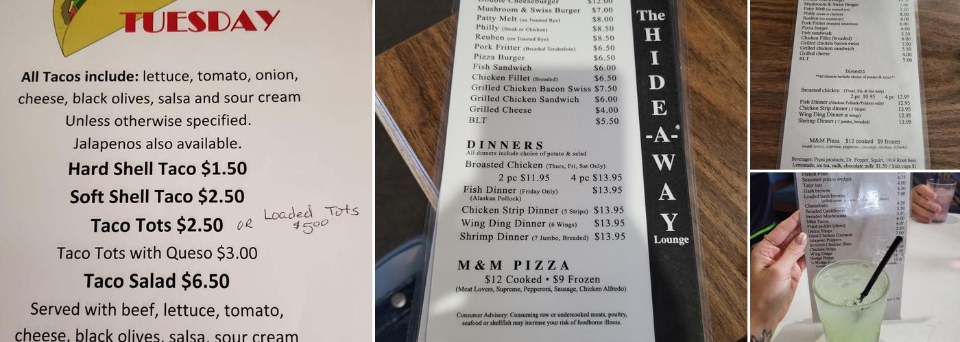 Hide-A-Way Lounge Menu