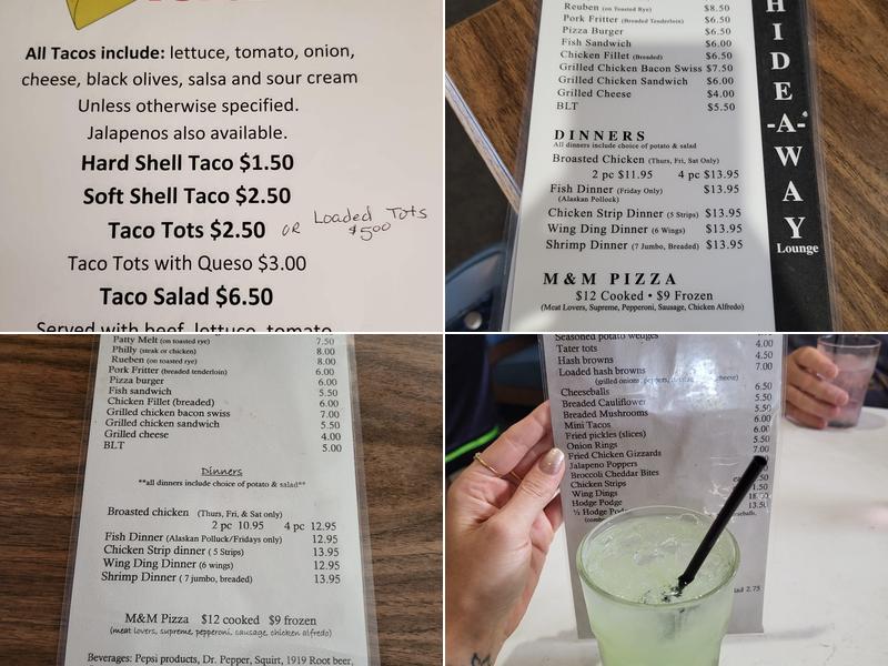 Hide-A-Way Lounge Menu