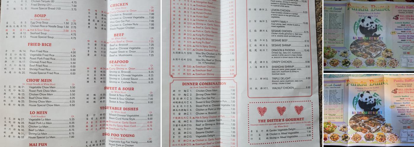 Panda Buffet Menu