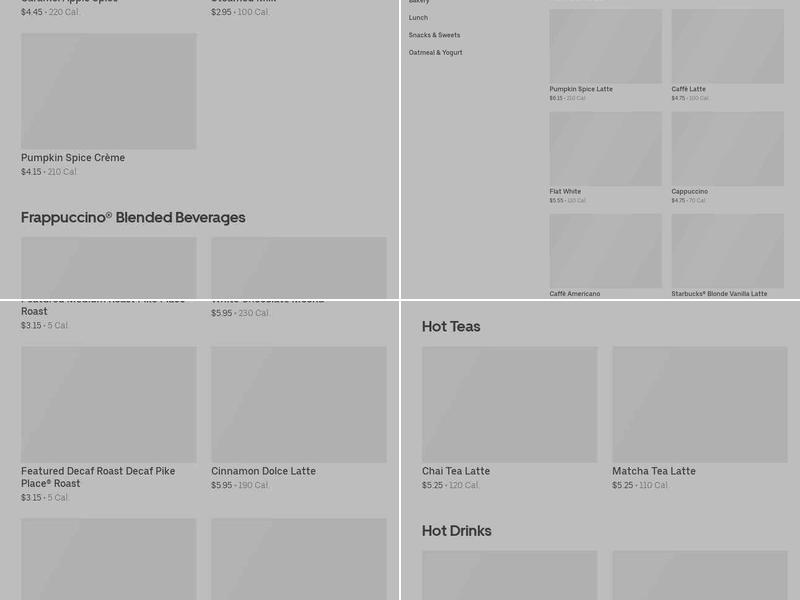 Starbucks Menu