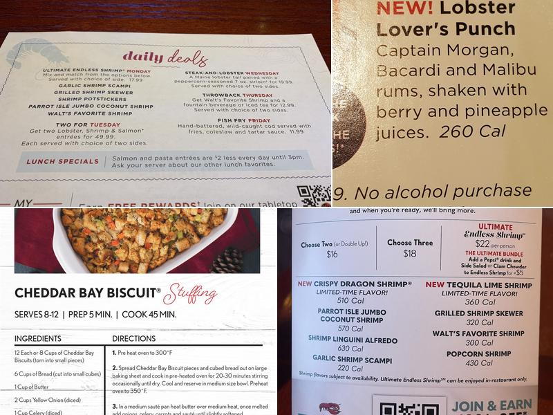 Red Lobster Menu