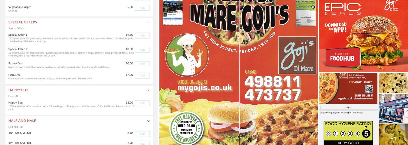 Goji's & Pizza Di Mare Menu