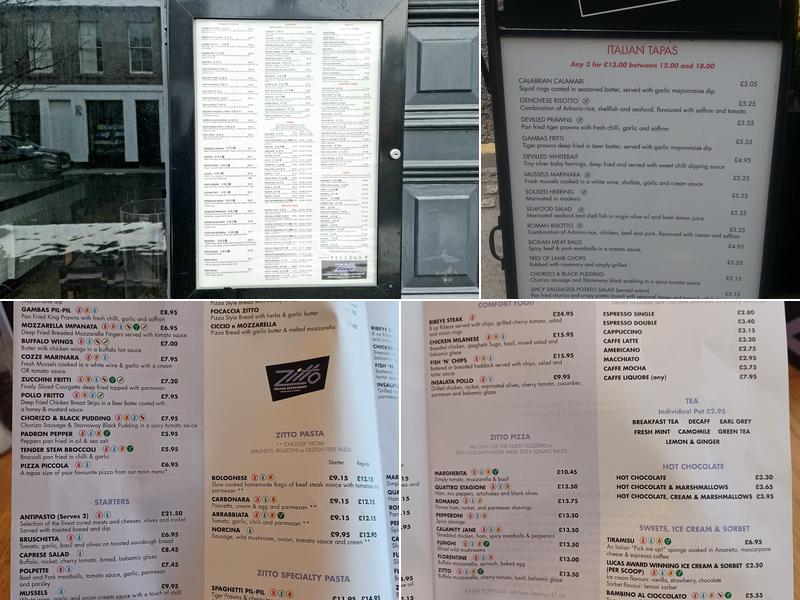 Zitto Italian Winebar & Trattoria Menu