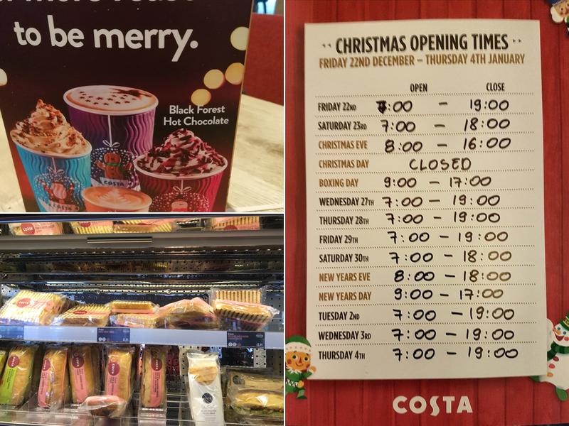 Costa Coffee Menu