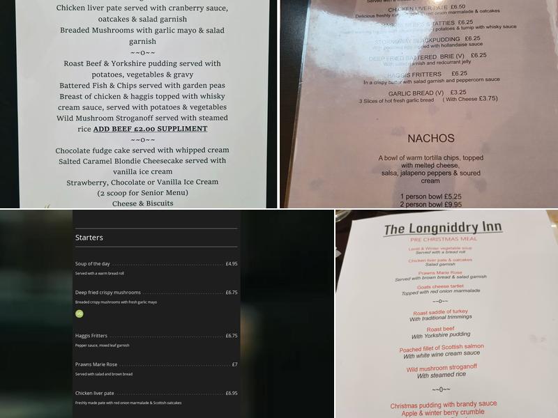 The Longniddry Inn Menu