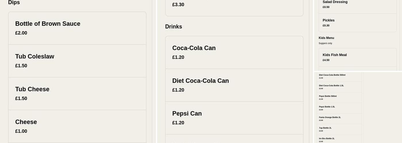 Preston Bay TakeAway Menu