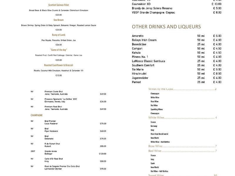 SCHLOSS Roxburghe, part of Destination by Hyatt Menu