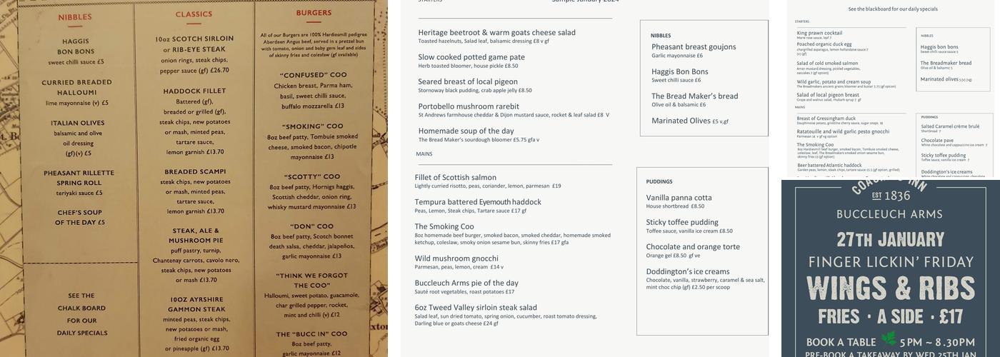 Buccleuch Arms Menu