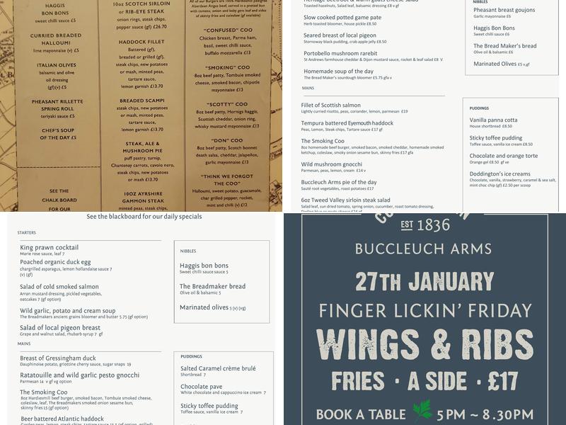 Buccleuch Arms Menu