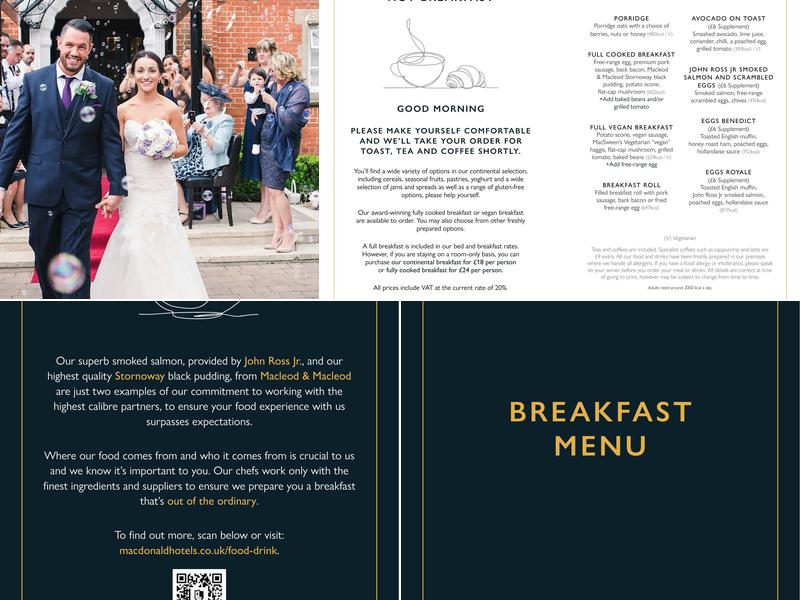 Renwicks at Macdonald Cardrona Hotel, Golf and Spa Menu