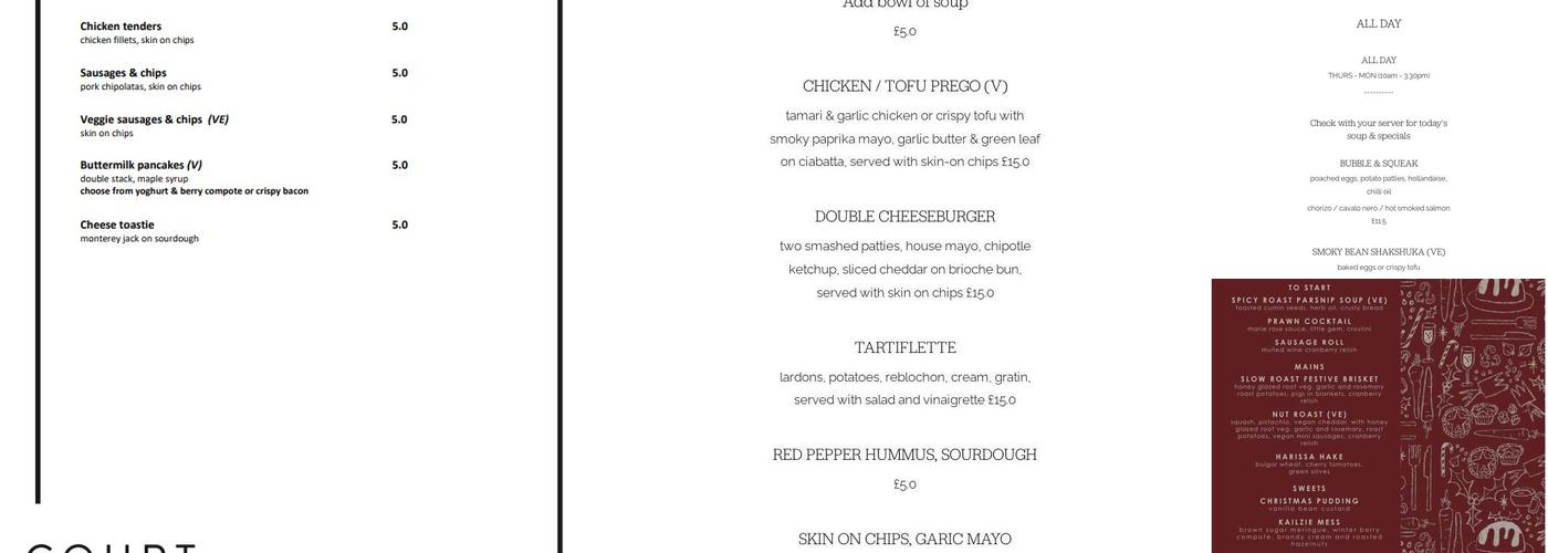 The Courtyard Cafe at Kailzie Gardens Menu