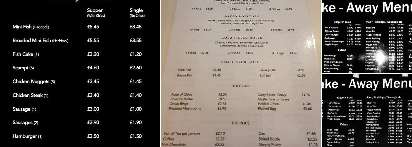Jim Jack's Fish & Chips - Peebles Menu