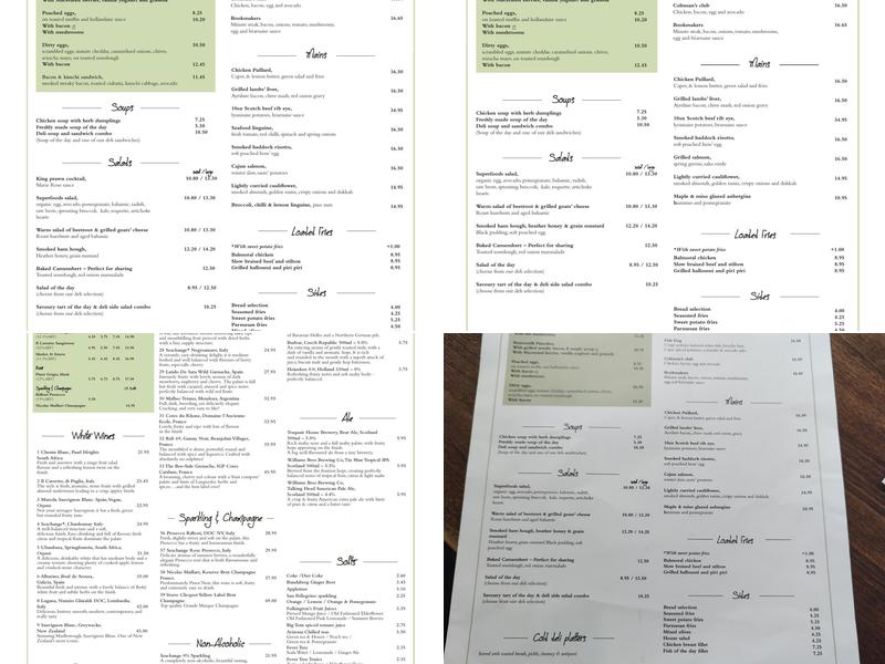 Coltman's Kitchen, Deli & Bar Menu