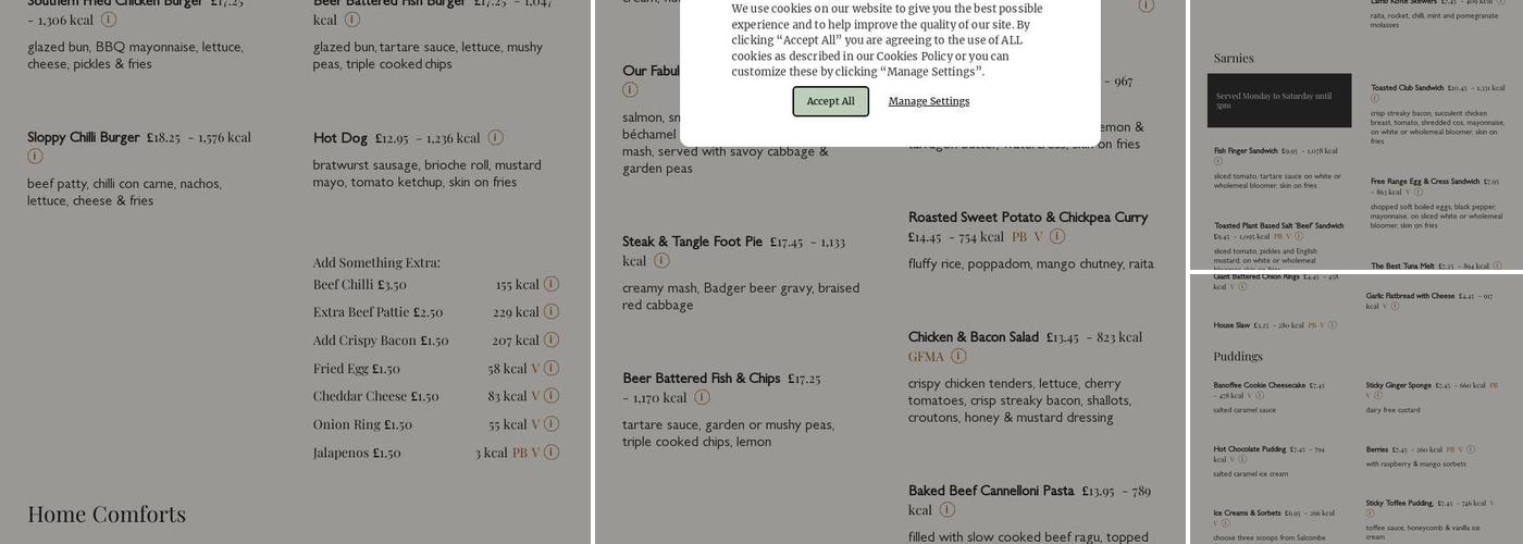 The Hornbrook Inn Menu